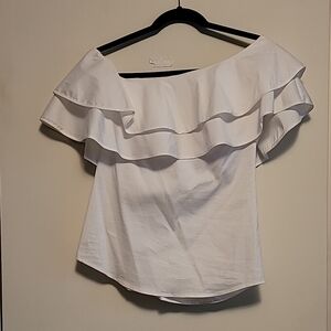 White Off-the-Shoulder Ruffled Top